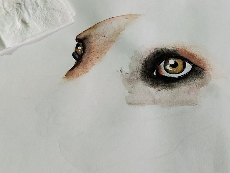 Detailed visualization of the eye exercise process in a dark modern setting.